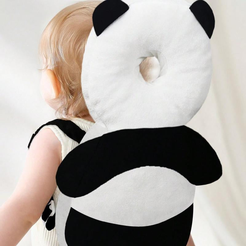 toddler wearing panda head protector cushion backpack for crawling and walking